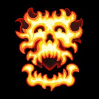 flaming skull face - design