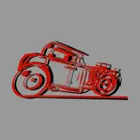 red and black hot rod outline - design