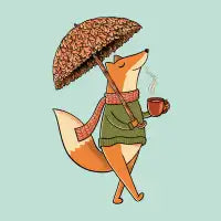 Cozy Fox and umbrella - design