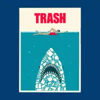 Shark trash ocean - design