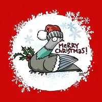 Christmas pigeon in Santa's hat - design