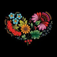 Petrykivka-style floral heart - design