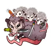 Armed Mama and Baby Possums ~ Opossums with Weapons - design
