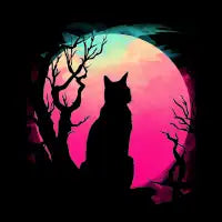 Cat under the moon - design