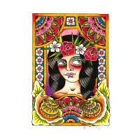 Woman with flowers and snails - design