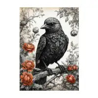 Black bird on branch - design