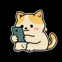 Cute Cat Using Smartphone - design