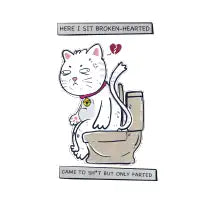 Broken heart cat - design