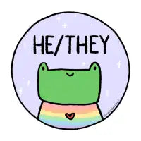 Frog Pronouns - He/They Button - design