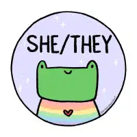 Frog Pronouns - She/They Button - design