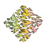 birds with color gradation - design