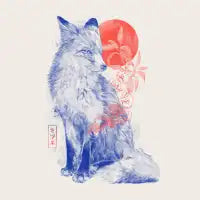 Bloomy Fox - Watercolor Pastel Music Wild Animal Aesthetic Gift - design