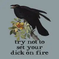 try not to set your dick on fire (dark text) T-Shirt - design