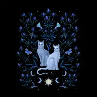 Blue Thistle and Cat - design