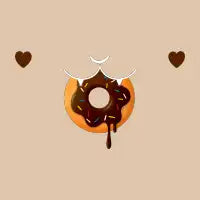 Cat Having Donut - Chocolate Brown - design