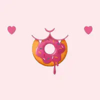 Cat Having Donut - Strawberry Pink - design