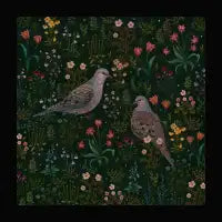Mourning Doves in Magical flower garden - design