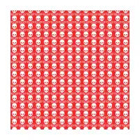 Poppy Skull Pattern White on Red - design