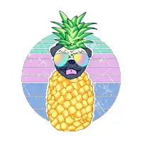 Aesthetic Pineapple Pug Doodle - design