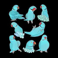 Blue Indian Ringneck Doodle Pattern - design