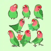 Green Lovebird Doodle Pattern - design
