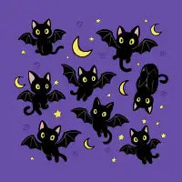 halloween bat cat doodles pattern - design