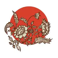 H's Florals on Red - design