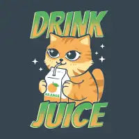 Orange Cat Drinking Orange Juice - design