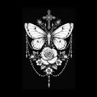 Gothic Butterfly Cross Rose - design