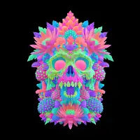 Neon Flower Skull Graphic - design