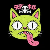 Neon Green Psycho Cat T-Shirt - design