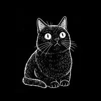 Wide Eyed Black Cat T-Shirt - design