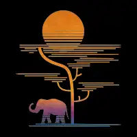minimal Elephant Sunset - design
