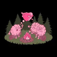 Brains are sitting around a campfire - design