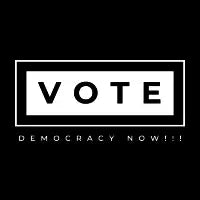 VOTE democracy now (white print) - design