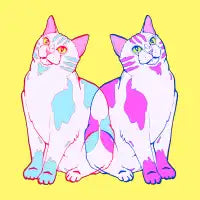 A Tale of Twi Kitties- Two Abstract Cat Art - design