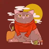 Autumn Vibes Cat with Pumpkin - design