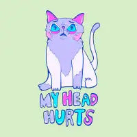 my head hurts - sad migraine cat - design