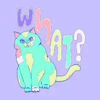 what? silly pastel cat - design