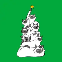 Christmas Tree Siamese Cat T-Shirt - design