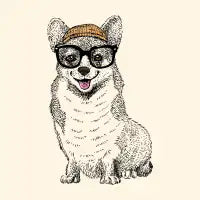 Hipster Corgi Nerd T-Shirt - design