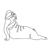 One Line English Bulldog Upward Facing Dog - design
