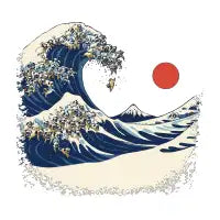 The Great Wave of Pugs - design