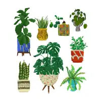 Mid Century Modern Pottery with Plants - design