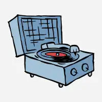 Record Player Tee - blue - design