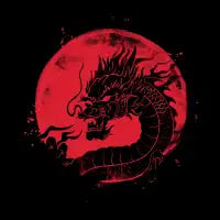 Dragon and red moon - design