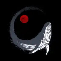 Whale stokes and red moon - design