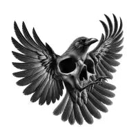 Raven Skull – Gothic Black & Grey Dark Art - design