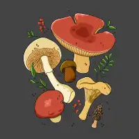 Mushrooms Botanical T-Shirt - design