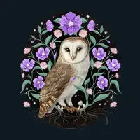 Barn Owl Folk Floral - design